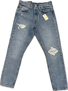 NWT Levi's 501S Women's Light Blue High Rise Straight Leg Distressed Jeans